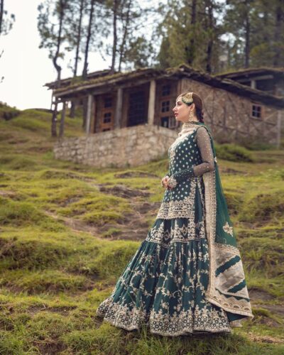 Pakistani Bridal Dress Emerald Green Gharara