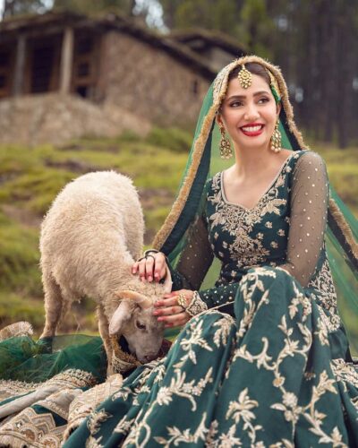 Pakistani Bridal Dress Emerald Green Gharara