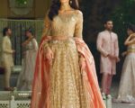 Pakistani Bridal Dress Gold Lehenga Choli Embellished Outfit