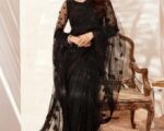 Black Embroidered Pakistani Wedding Bridal Saree