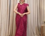 Embroidered Maroon Pakistani Bridal Saree Beautiful Style