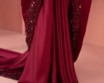 Pakistani Embellished Maroon Moon Light Bridal Saree Outfit