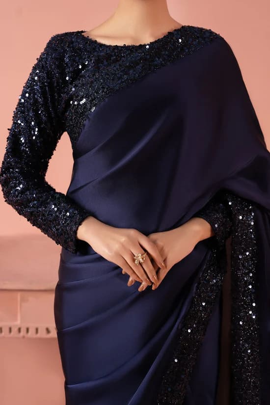 MOONLIGHT Blue Pakistani Premium Bridal Saree