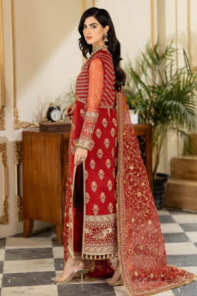 Red Pakistani Salwar Kameez With Dupatta - Image 4