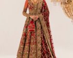 Pakistani Bridal Dress Red Embroidered Pishwas Lehenga Style