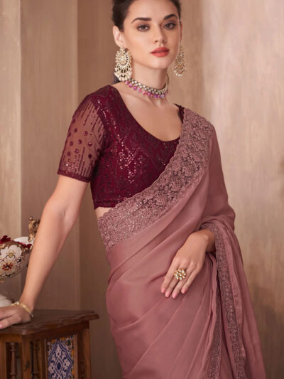 GEORGETTE EMBROIDERY INDIAN SAREE