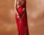 Red And Gold Weaved INDIAN Sari Set