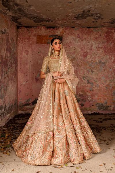 Embellished Rust Tangerine Modern Lehenga Choli Bridal Dress