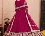 Indian Bridal Dress in Pink Embroidered Net