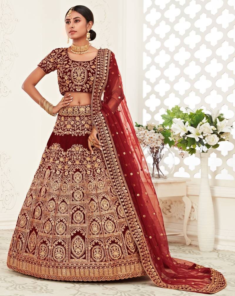 Indian Bridal Hypnotizing Dim Red Lehenga Choli