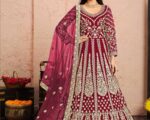 PINK EMBROIDERED NET INDIAN BRIDAL DRESS