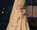 Gold Multitoned Embroidered Net Lehenga