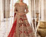 Embellished Front Open Gown And Lehenga Pakistani Bridal Dress