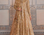 Pakistani Bridal Dress Gold Frock Lehenga Style Wedding Outfit