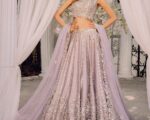 Lilac Mirror-Work Lehenga Choli Pakistani Bridal Outfit