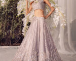 Lilac Mirror-Work Lehenga Choli Pakistani Bridal Outfit