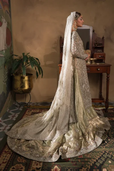 Champagne And Mint Farshi Lehenga Pakistani Bridal Outfit