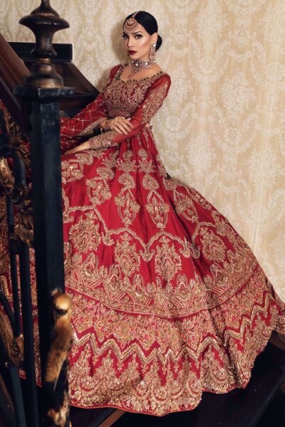 Heavily Embellished Red Lehnga Choli Bridal Outfit