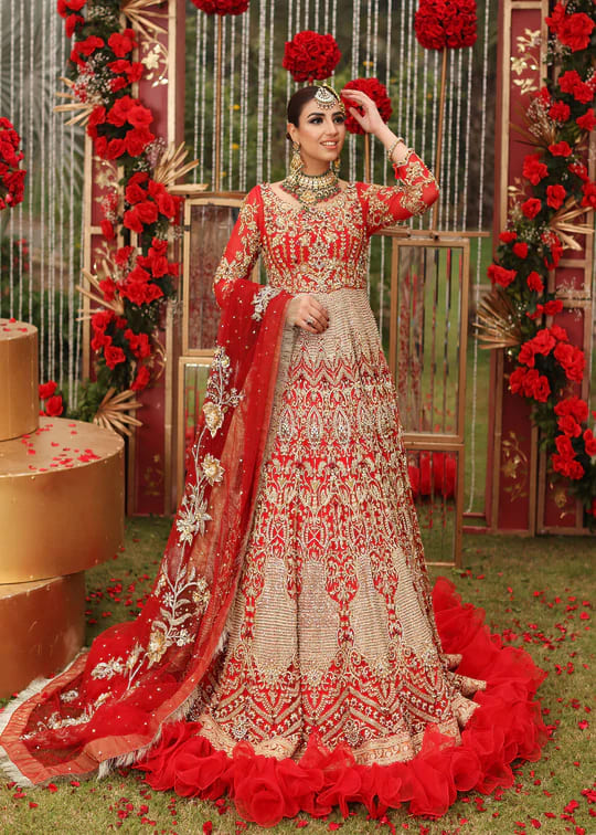 Traditional Red Lehenga Choli Outfit Pakistani Bridal Dress