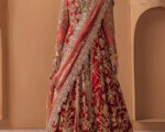 Pakistani Bridal Dress Red Pishwas Style Lehenga Wedding Outfit