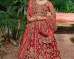 Pakistani Red Hand-Embellished Rust Tone Bridal Dress