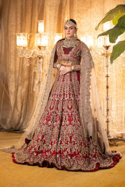 Pakistani Bridal Dress Red Lehnga Choli With Dupatta