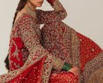 Red Embroidered Lehenga Kameez Style Pakistani Bridal Outfit