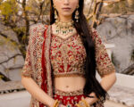 Red Raw Silk Lehenga Choli Pakistani Embroidered Bridal Dress