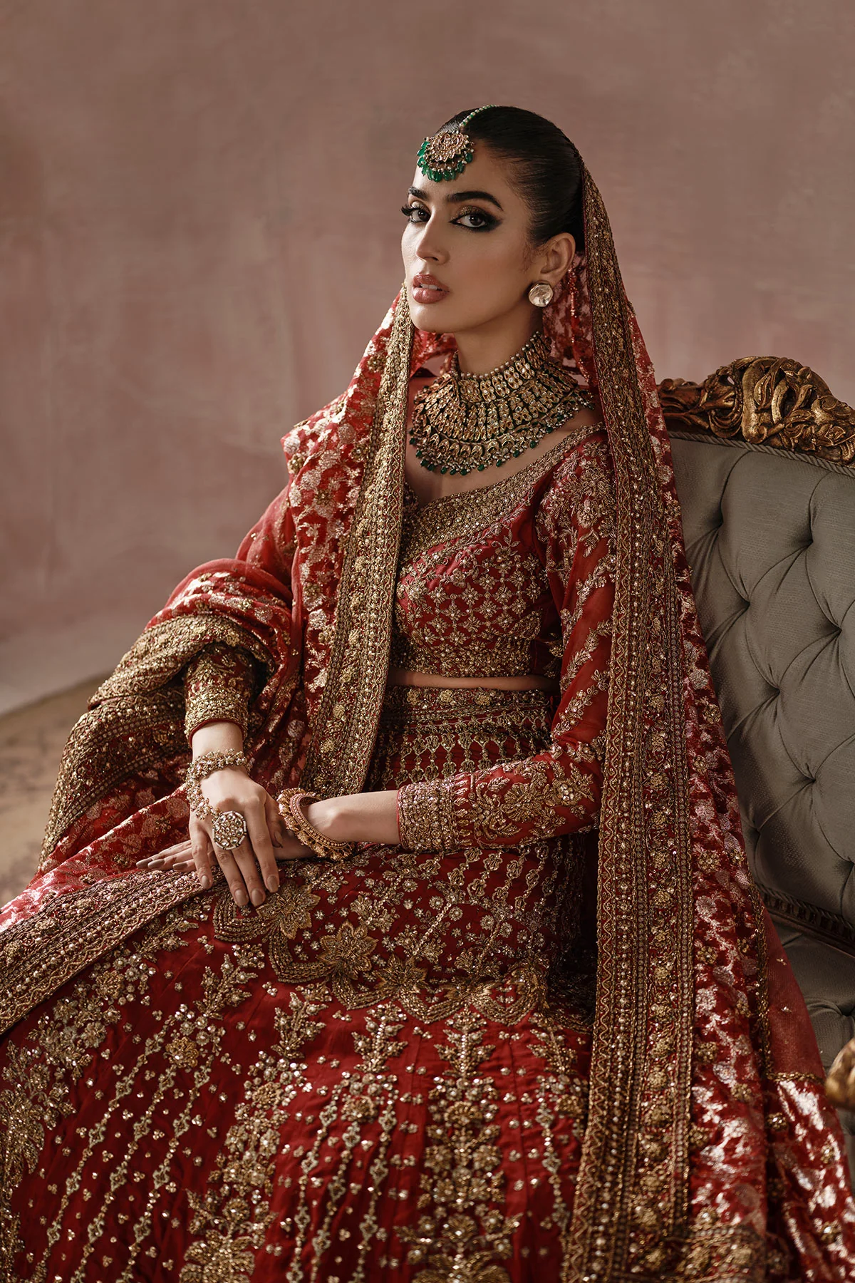 Classic Red And Gold Lehenga Choli Pakistani Bridal Dress Nameera Bridal