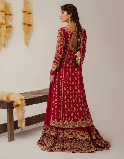 Pakistani Bridal Outfit Red Lehenga Kameez Style For Wedding