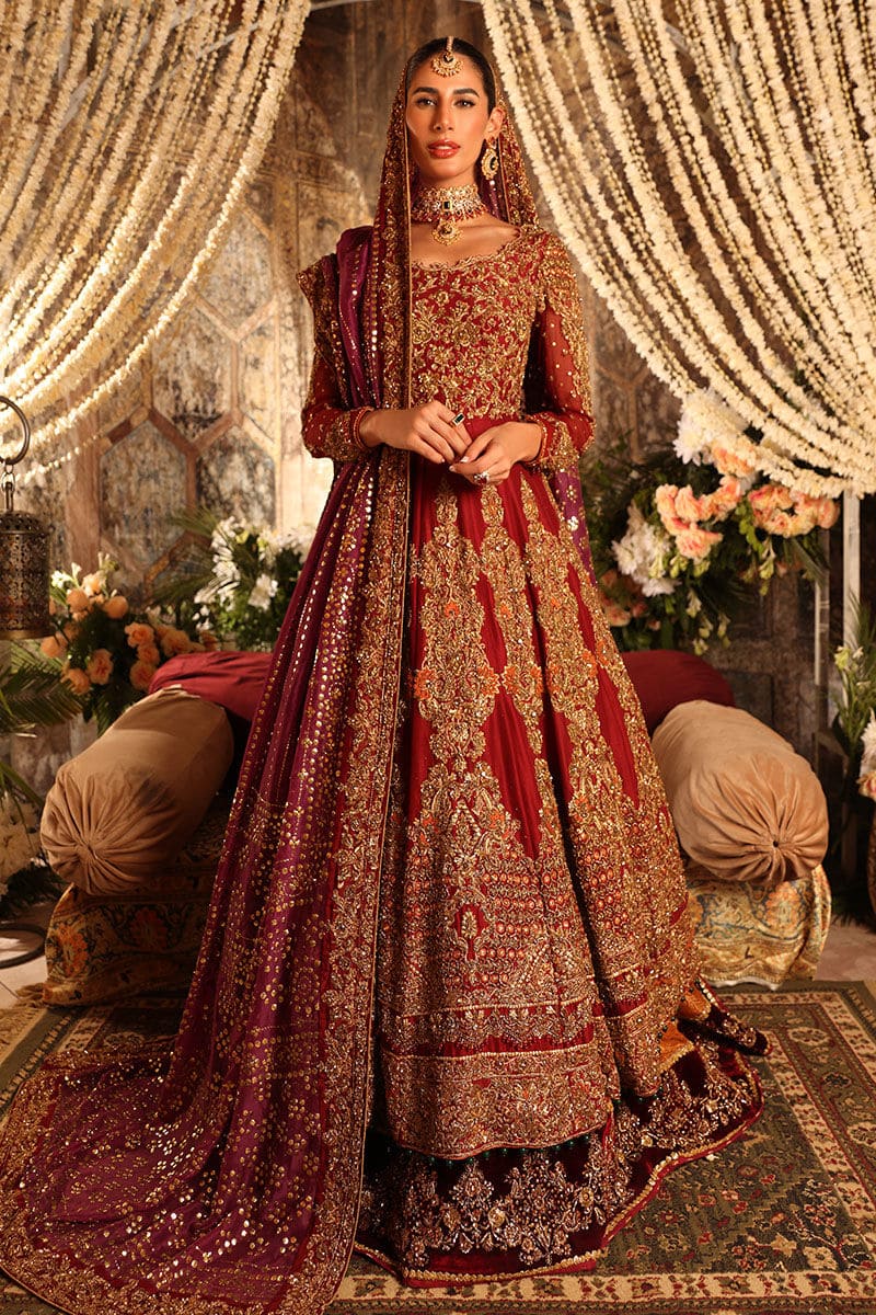 Pakistani Bridal Dress Long Pishwas Lehenga Wedding Outfit