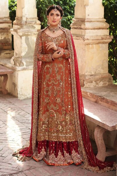 Pakistani Bridal Dress Long Shirt Lehenga Wedding Outfit