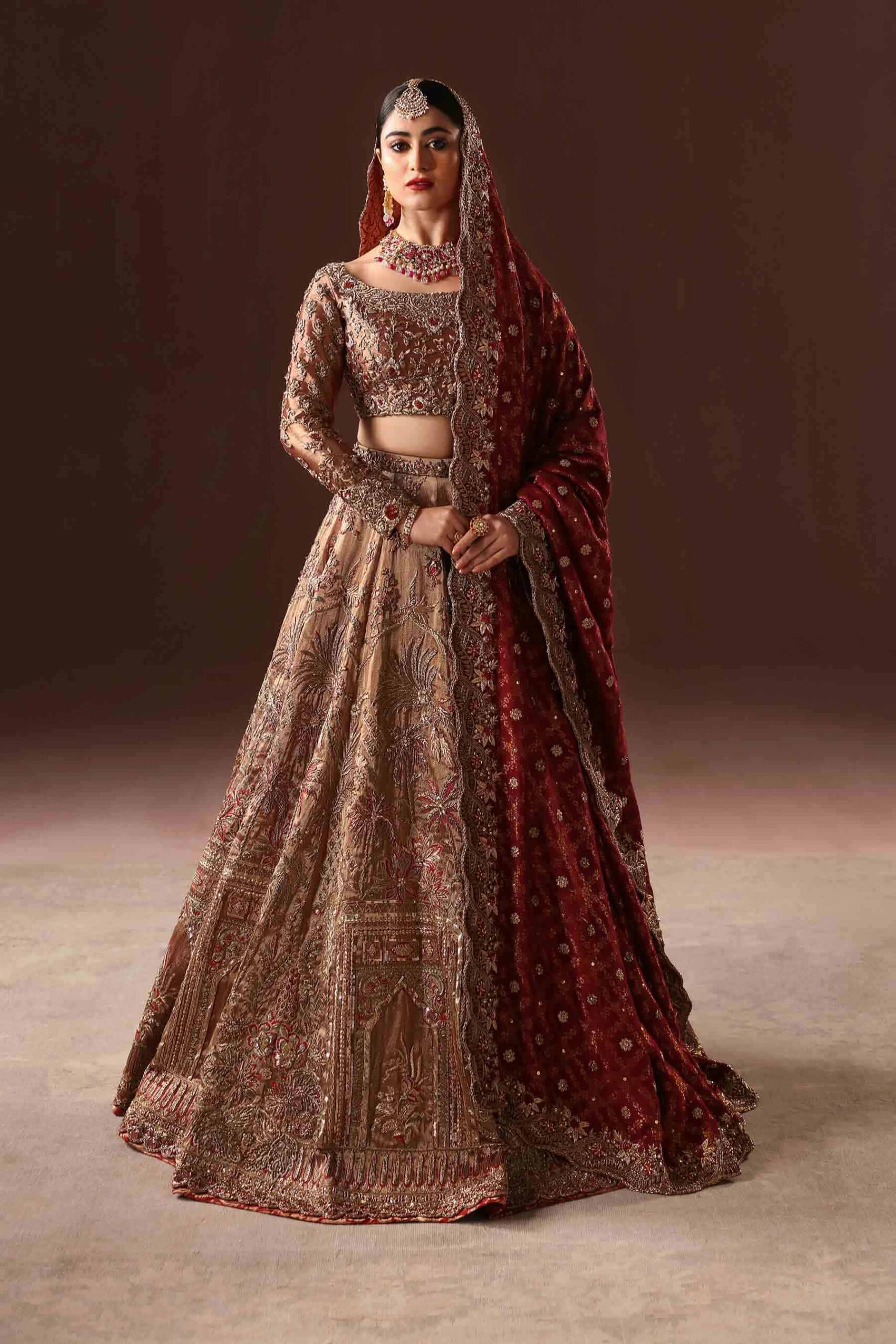 Rusted Gold Bridal Lehenga Choli Pakistani Bridal Dress Nameera Bridal