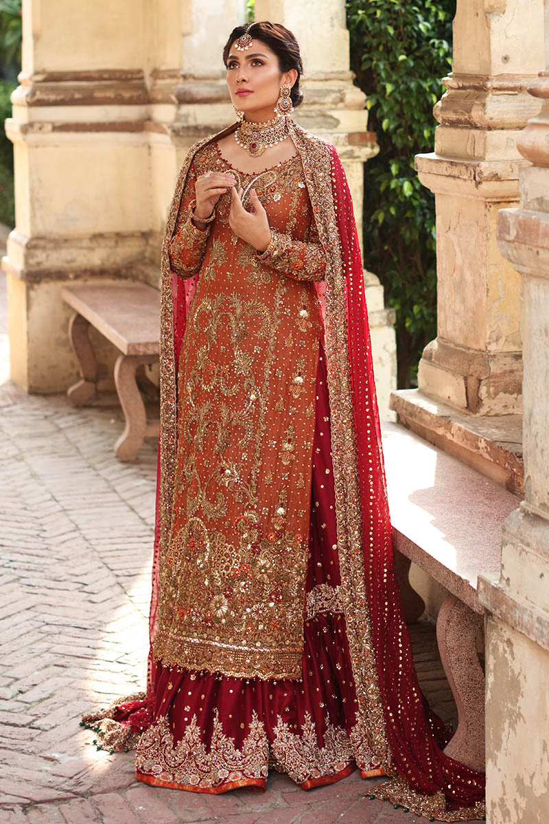 Pakistani Bridal Dress Long Shirt Lehenga Wedding Outfit