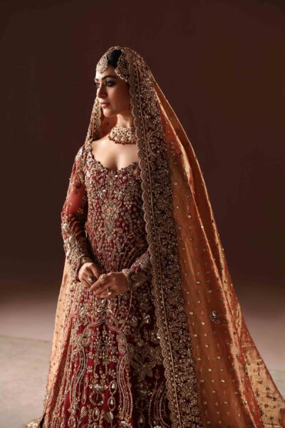 Burnt Rust And Maroon Farshi Bridal Lehnga For Wedding