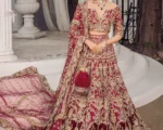 Embroidered Royal Wine Gold Lehenga Choli Bridal Outfit