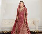 Pakistani Bridal Burnt Burgundy Farshi Lehenga