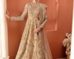 Pakistani Bridal Embellished Gold Pearl Gown