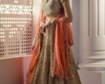 Pakistani Bridal Peach Gold Lehenga Choli Outfit