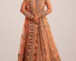 Pakistani Bridal Peach Lehenga Anarkali Style