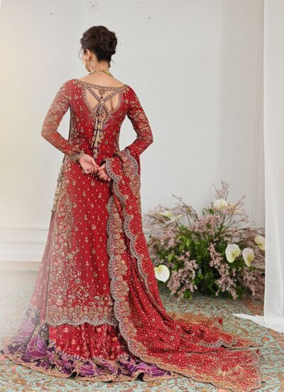 Pakistani Bridal Scarlett Red Shirt Lehenga Wedding Outfit