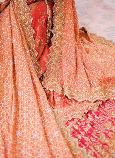 Pakistani Coral Color Kalidaar Farshi Lehenga