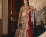 Pakistani Latest Bridal Embellished Red Lehenga