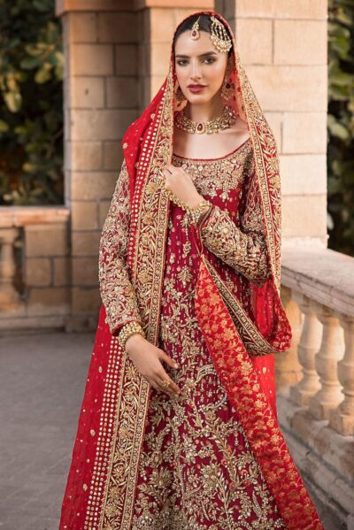 Traditional Red Bridal Gharara Kameez Dress