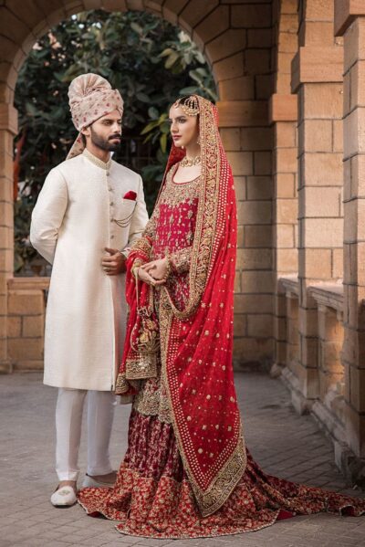 Traditional Red Bridal Gharara Kameez Dress