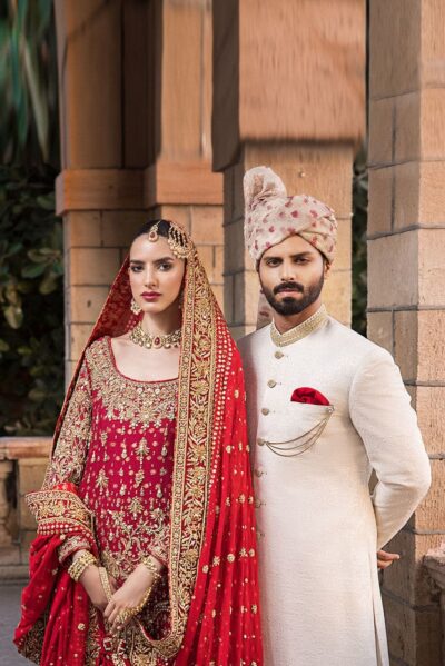 Traditional Red Bridal Gharara Kameez Dress