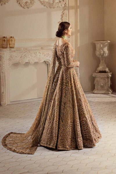 Pakistani Bridal Champagne Gold Lehenga Choli