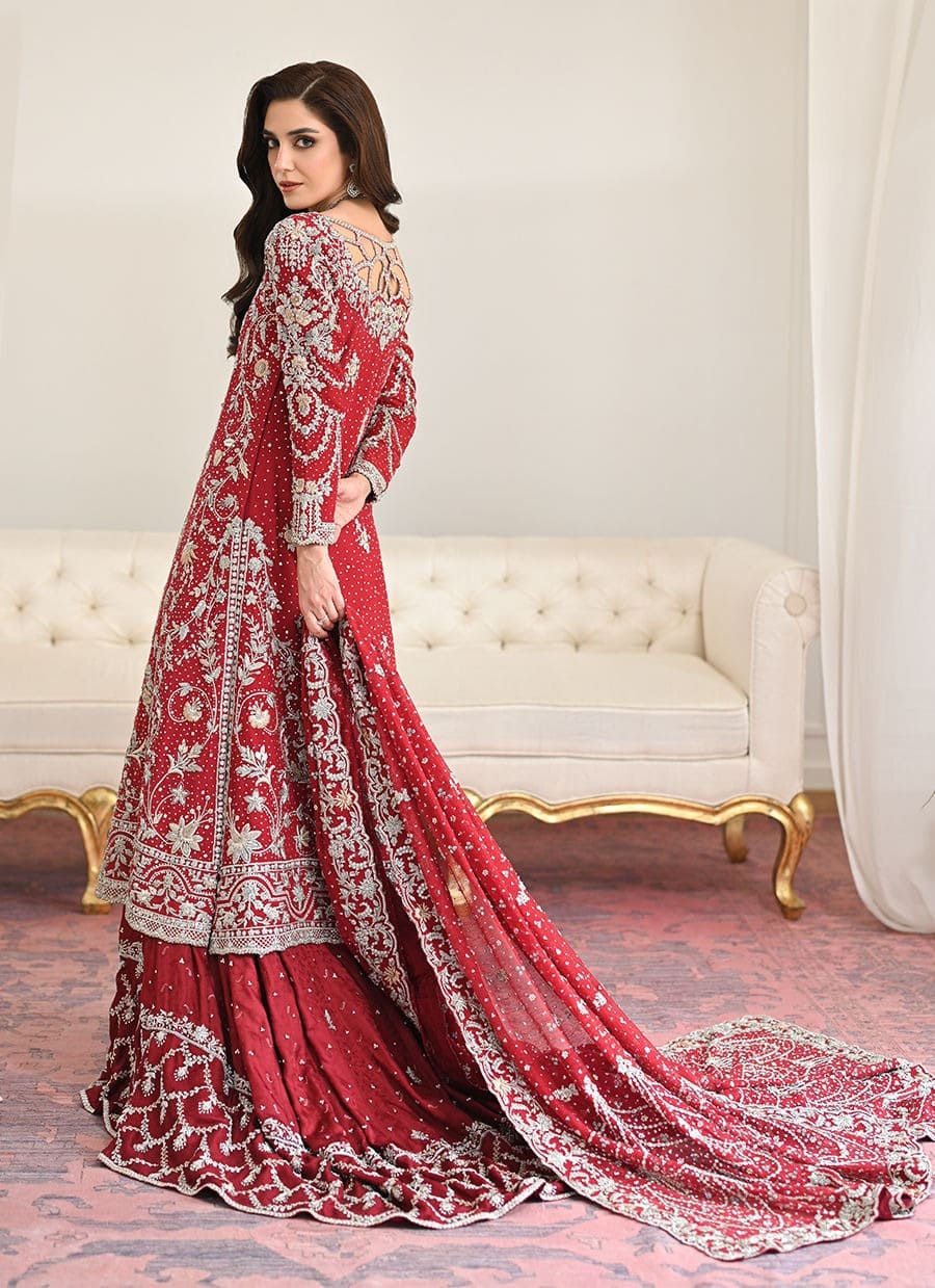 Pakistani Bridal Deep Red Farshi Lehenga Outfit Nameera Bridal