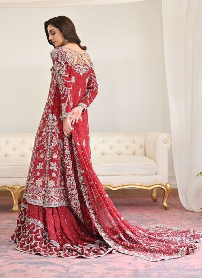 Pakistani Bridal Deep Red Farshi Lehenga Outfit