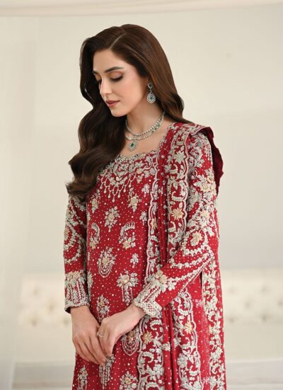 Pakistani Bridal Deep Red Farshi Lehenga Outfit